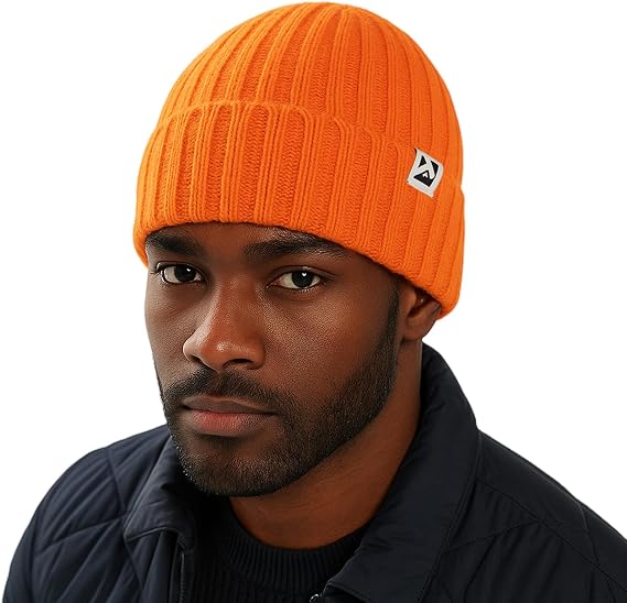 PolarWool™ 100% Merino Wool Polartec® Fleece Lined L/XL/XXL Unisex Warm Windproof Beanie Watch Cap Knit Winter Hat Outdoor - skull watch