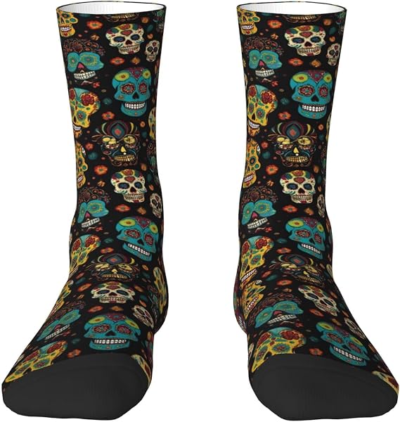 Sugar And Skulls Print Adult Socks For Men And Women, Stretchable Socks For Daily & Sports Wear - sugar skull costume