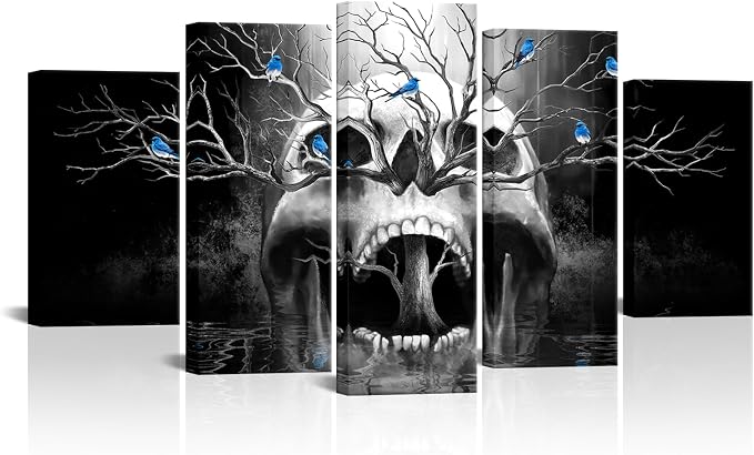 Artmyharbor 5 Pieces Large Gothic Skull Wall Art - skull wall art