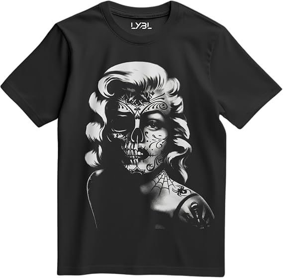 Blonde Bombshell Sugar Skull Tee Hollywood Day of The Dead Rockabilly - skull tshirt