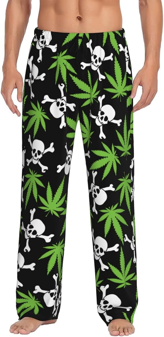 Funny Men's Soft Breathable Pajama Bottoms,Lightweight Lounge Sleep Pants for Men Sleepwear with Pocket - skull pajamas