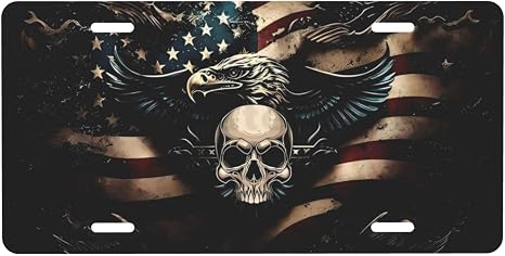 Patriotic Skull & Eagle License Plate - skull plate
