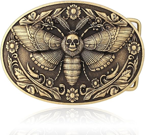 Western Cowboy Vintage Rodeo Skull Moth Belt Buckle for Men - skull wallet