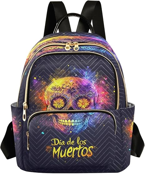 ALAZA Sugar Skull Dia De Los Muertos Mini Backpack Purse for Women Travel Bag Fashion Daypack Back Pack Shoulder Bag - skull backpack