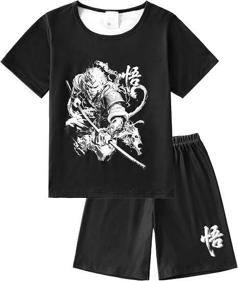 MyFav Boys Pajamas Sets Glow in Dark Summer Short Sleeve Sleepwear Skull Kids Pjs - skull pajamas