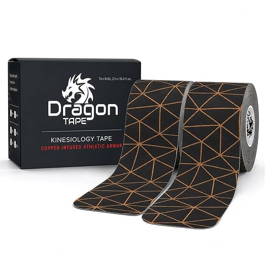 Dragon Tape Copper Infused Kinesiology Tape, Black, Double Roll - skull sticker