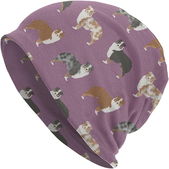 Australian Shepherd Dogs Beanie Hat Skull Cap Chemo Hat Slouchy Cap Headwear Stretch Knitted Hats Black - skull pajamas
