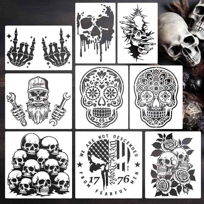Skull Stencil for Painting Wood Burning Skull Stencils 12" - skull painting