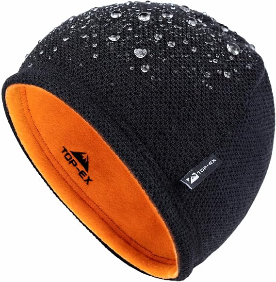 TOP-EX DryKnit Waterproof Wool Beanie Hat for Men Fleece Lined Skull Cap - skull hat