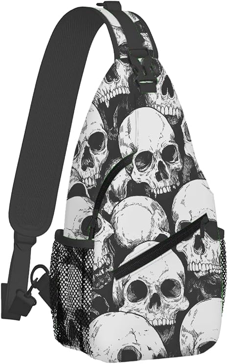 Skull Sling Bag for Women & Men Crossbody Bags Adjustable Strap - sugar skull handbags for sale