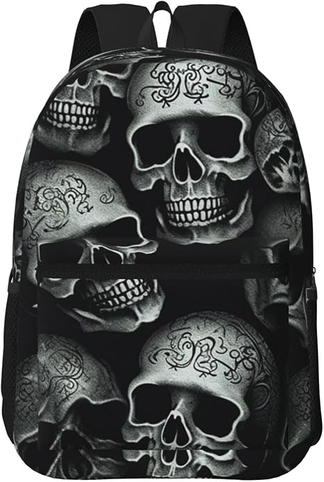 Black skull Travel Backpack for Women Men 15.6 inch Laptop Backpack Waterproof Work Business Daypack