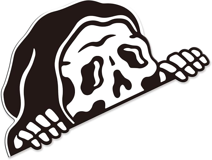 Sketchy Tank Skull Magnetic Decal Sticker, Waterproof Vinyl, 5 x 2.7 Inches, Reusable for Car Truck Van, Black and White - skull sticker
