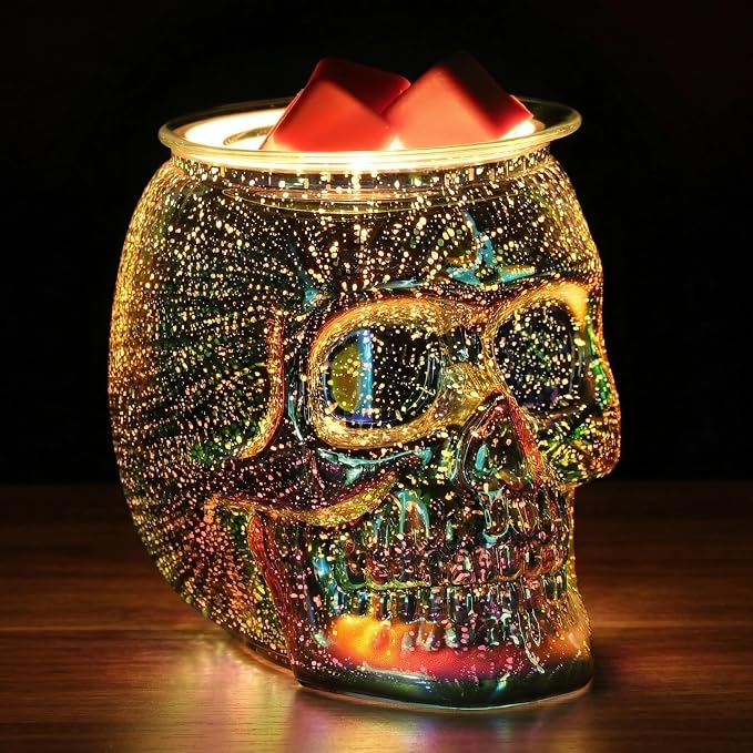 Electric Skull Wax Melt Warmer for Scented Wax with 3D Firework - skull candle