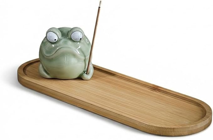 Incense Burner with Tray Ceramic Frog Incense Hloder Mini Funny Animal Statue Home Stick Incense Burner - skull incense burner