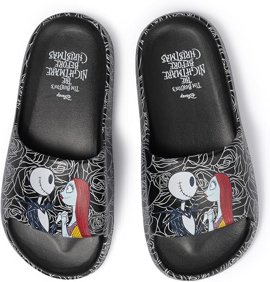 Disney Nightmare Before Christmas Women's Black Rose Pool Slides Sandals - sugar skull costume