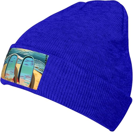 Flip Flops and Tropical Beach Scene Beanie Warm Snow Skull Cap Slouchy Pullover Hat Cuffed Knit Caps - sugar skull costume