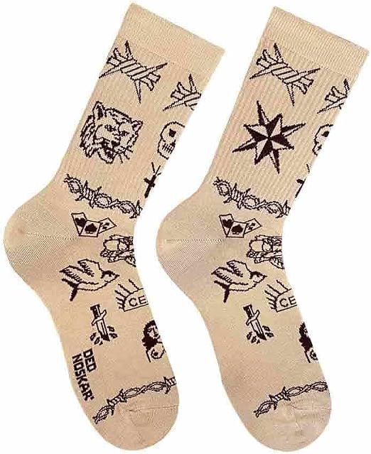 Unusual Tattoo Socks, Y2K Novelty Crew Socks for Men and Women - sugar skull costume
