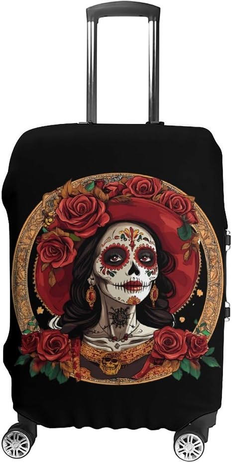 Day of The Dead Rose Skull Goth Suitcase Covers for Luggage Travel Luggage Cover Baggage Protector for Women Men - skull suitcase