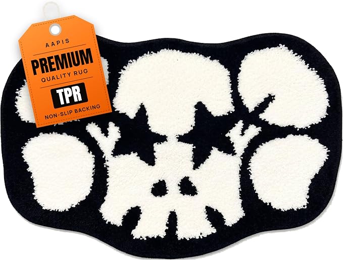 Ka - WS Skull Graphic Rug - (28x20) Cool Rugs for Bedroom - Hypebeast Mat - skull carpet