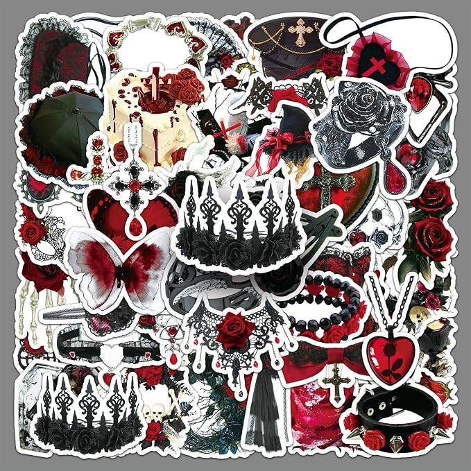 50Pcs Gothic Dark Aesthetic Stickers Set - skull sticker
