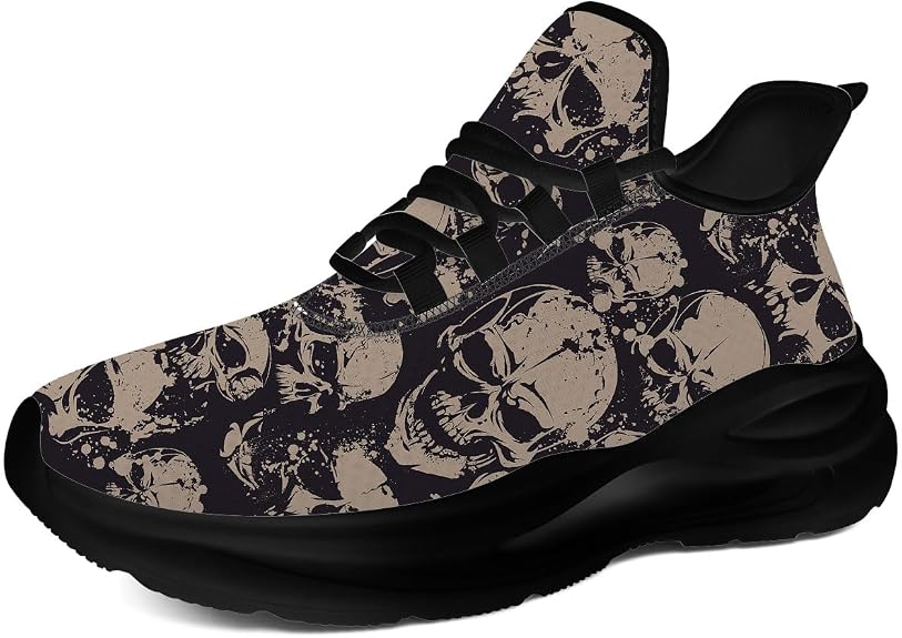 Skull Running Shoes for Men Women Casual Tennis Walking Sneakers - sugar skull boots