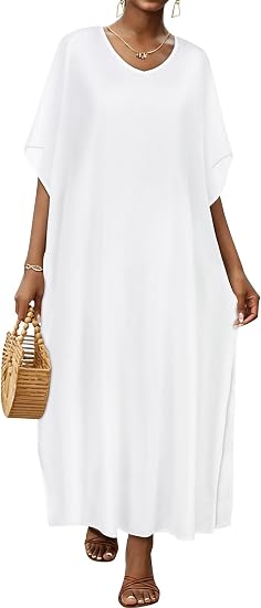 Kaftan Dresses for Women V Neck Caftan Batwing Sleeve Swimsuit Cover Up - sugar skull dress