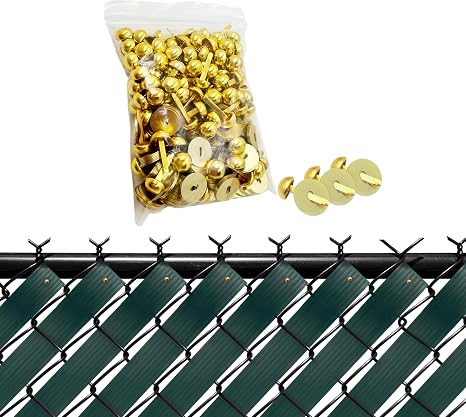 Brass Fasteners Gold for Chain Link Fence Privacy Tape Weave - skull sticker