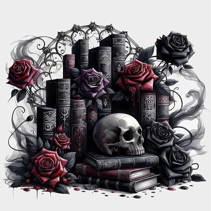 Gothic Diamond Art Kits for Adults,Skull Book Diamond Painting Kits 14X14In - skull painting