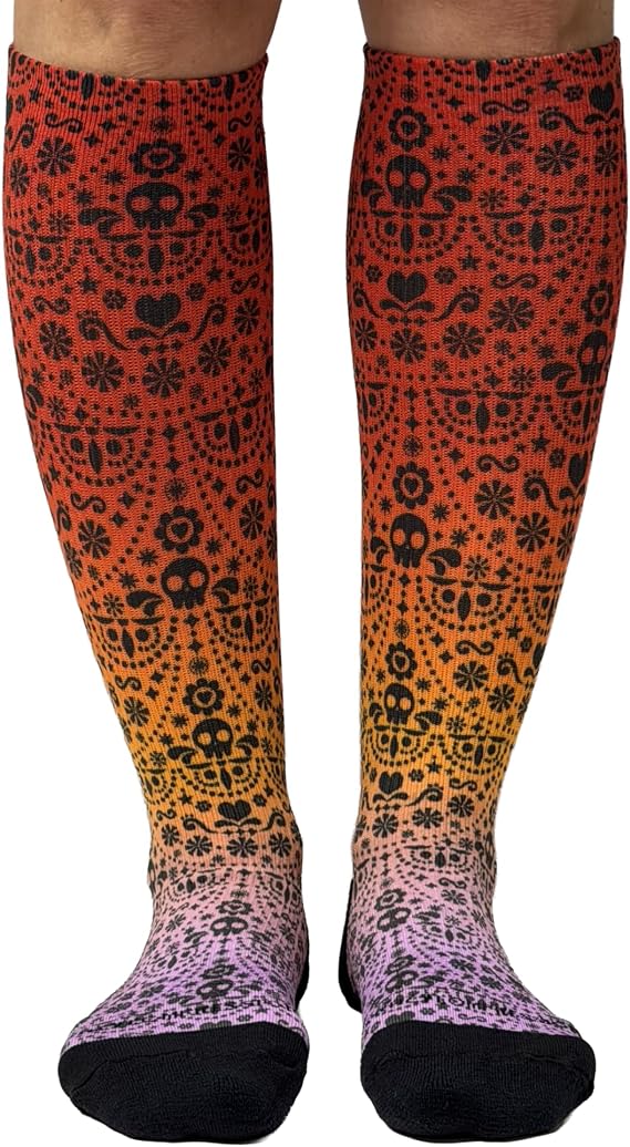 Crazy Compression Over-the-Calf Socks with Fun Designs - sugar skull costume