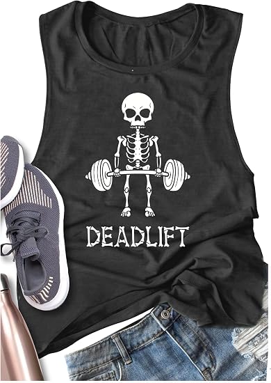 Summer Workout Graphic Tank Tops for Women Sweatin' Like A Hooker in Church Funny Letter Sleeveless T Shirt Tank - skull tank tops
