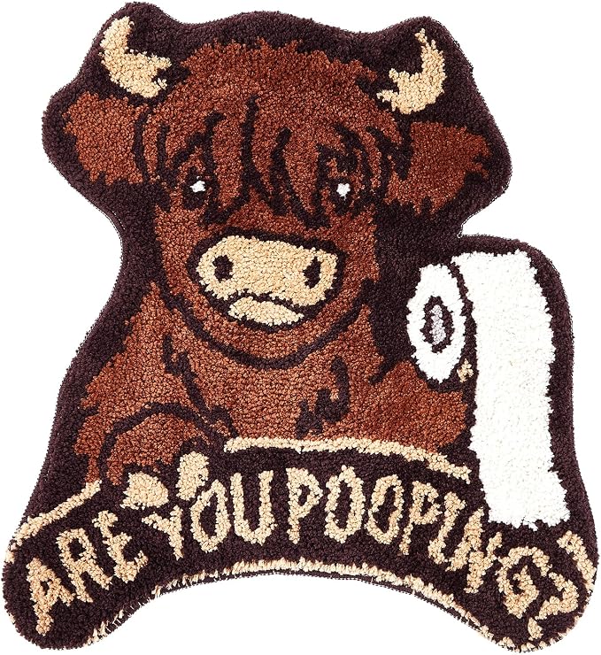 Drydiet Bath Mat U Shaped Toilet Non Slip, Highland Cattle