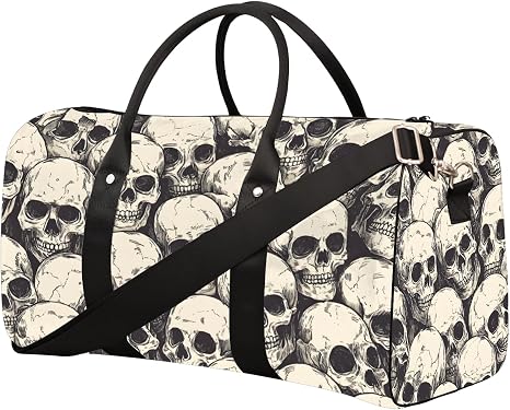 Travel Duffel Bag Gothic Vintage Skull Waterproof Sport Gym Bag Foldable Travel Bag Overnight Bag Weekender Bag Handbag Sports Duffle Bags for Girls Women Men Boys - skull suitcase