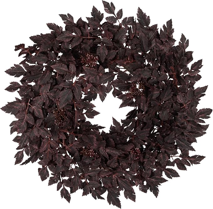 Hollyone 24inch Fall Wreath for Front Door Artificial Cimicifuga Foliage Wreath Fall Decor Artificial Flower Wreaths Handmade Outdoor Indoor Halloween Farmhouse Harvest Autumn Decorations Home Decor