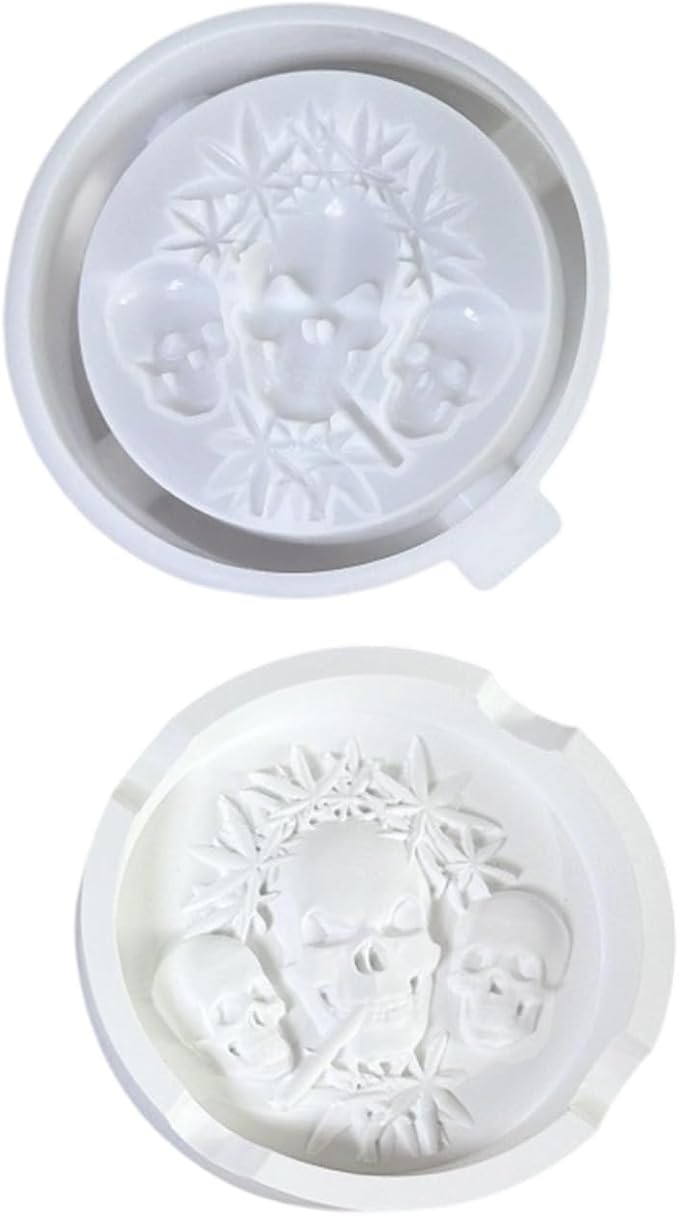 Flexible Skull Silicone Mold for Resin Ashtrays Halloween Craft Supplies Cement Decor Skull Concrete Mold for Decoration - skull ashtray