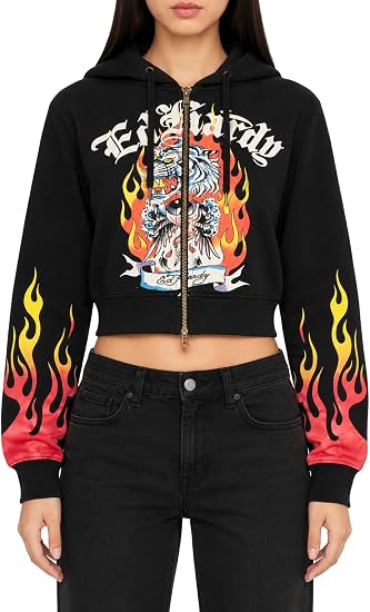 ED HARDY Men's New York City Eagle Snake Skull Zip Hoodie - skull hoodie