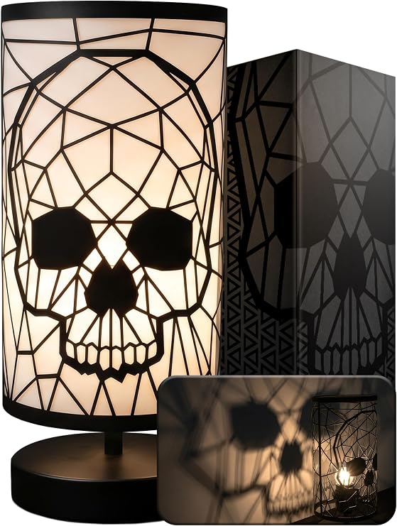 MAVRA Gothic Skull Lamp, Skeleton Desk Lamps, Goth Room Decor for Bedroom - skull candle