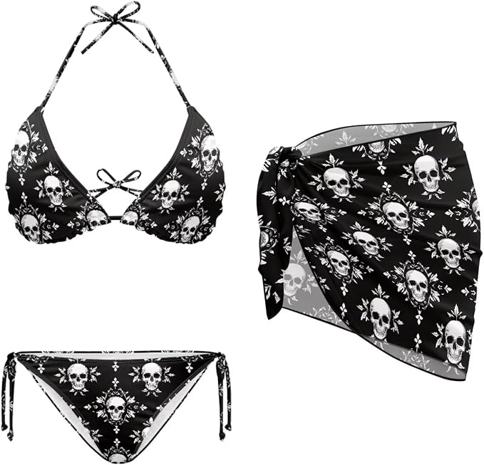 Halter Bikini Sets for Women Sexy Bathing Suit Cover Ups for Teenager Triangle Womens Swimsuit for Beach Travel