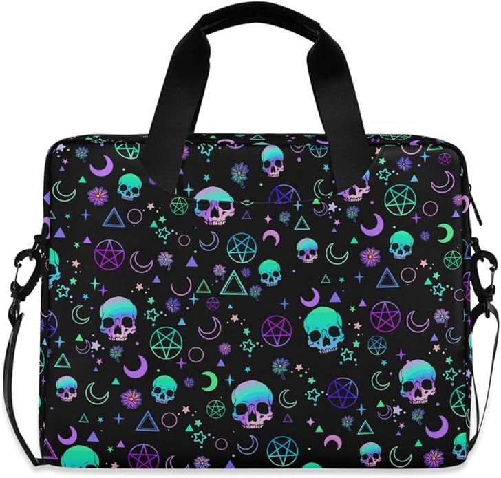 Laptop Shoulder Bag 15.7 inch, Waterproof Laptop Case Protective Laptop Briefcase with Strap - skull suitcase