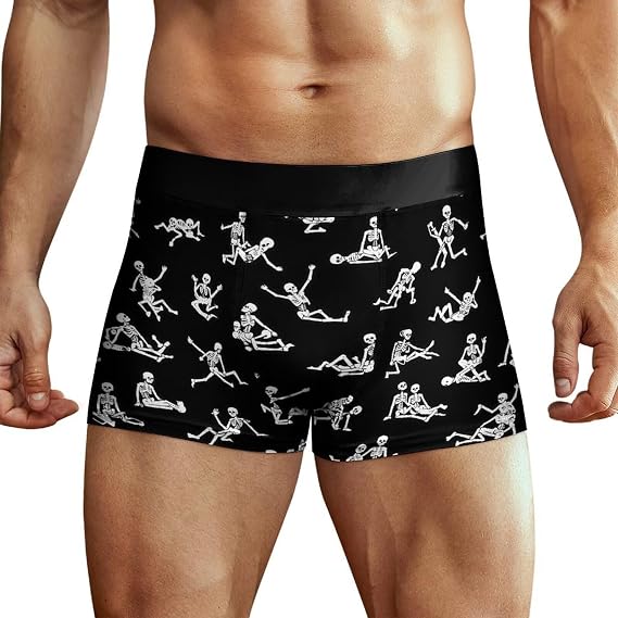 Mens Boxer Briefs Valentines Day Underwear Big and Tall Sexy Boxer Trunks for Men Breathable Boxers,Size XS-5XL - skull swimsuit