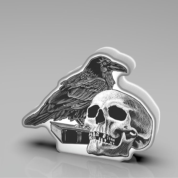 Allenjoy Raven Skull Dark Mystery Night Light Desk Lamp – Wall Mountable LED Lightbox Sign, Home Office Room Decor, Gifts for Women Teens Girls Fans Daughter