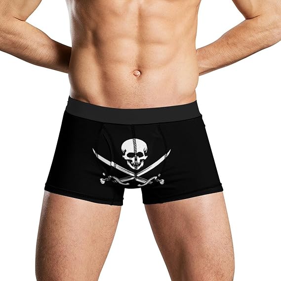 Jolly Roger Skull And Crossbones Novelty Men's Boxer Briefs Soft Breathable Underpants Trunks Stretch Underwear - skull swimsuit