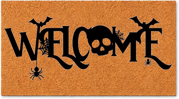 Halloween Doormat - Welcome Door Mat Skull Bat Spider (18x30) 5605 - skull door mat