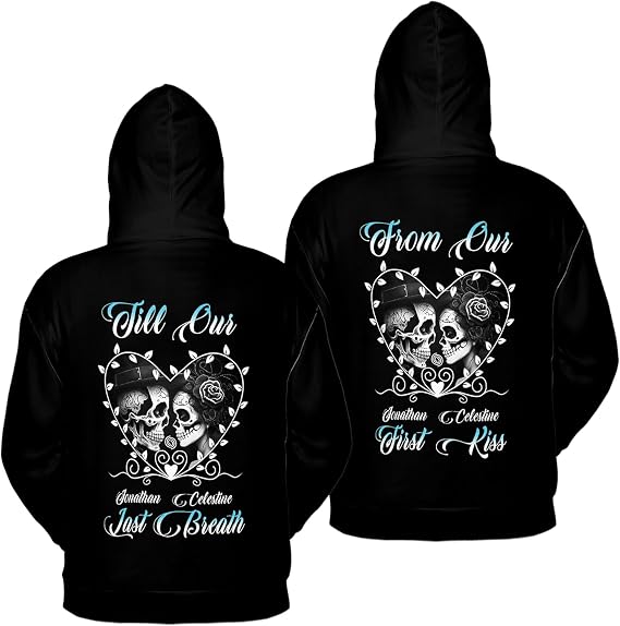 ThuhaTree Store Personalized Valentine's Day Skull Couple T-Shirt and Hoodie 2D S-5XL, Love Theme Hoodie 2D - skull hoodie