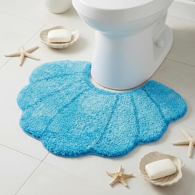 Drydiet Bath Mat U Shaped Toilet Non Slip, Shell - skull toilet rug