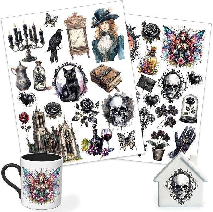 2 PCS Gothic Cuttable UV DTF Stickers - skull sticker