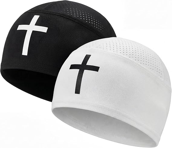 Cuffbow 2 Pcs Skull Cap for Men Beanie Hat Sport Lightweight Breathable Helmet Liner Hat for Men Bicycle Running Team Gift - skull helmet