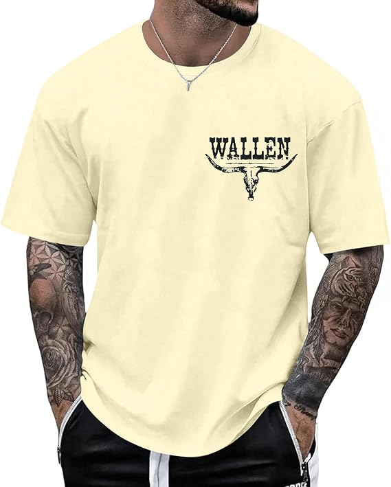 Western Cowboy Wallen Shirt Men: Vintage Country Music T-Shirt - skull tshirt