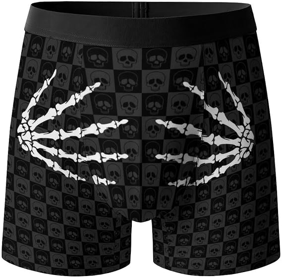 Men's Boxer Briefs Funny Print Boxers for Men Soft Breathable Underwear Fun Gift for Husband Boyfriend - skull swimsuit