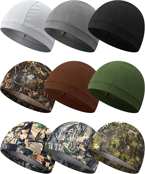 9 Pcs Cooling Skull Cap Liner Sweat Wicking Cycling Cap for Men - skull hat
