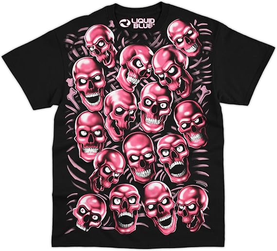 Liquid Blue Skull Pile Graphic T-Shirt for Men – Iconic Skull Art Cotton Tee, Short Sleeve Streetwear - skull tshirt